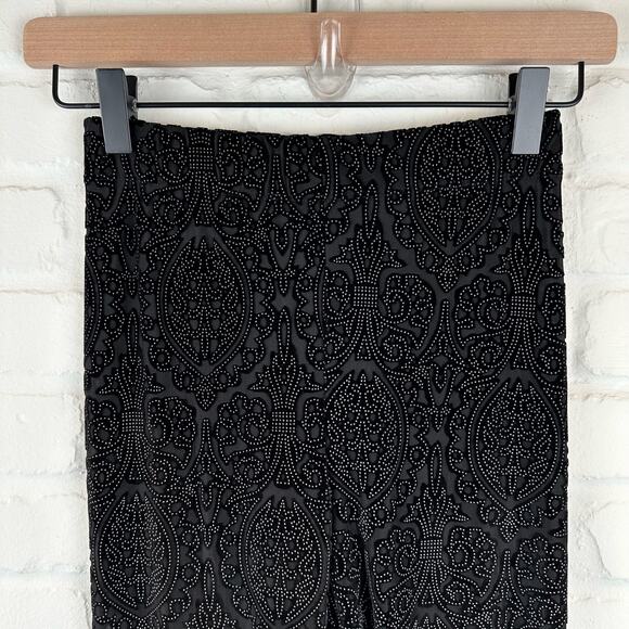 TopShop Burn Out Velvet Black Leggings Sheer Paisley Pattern Size 0 - Picture 4 of 10